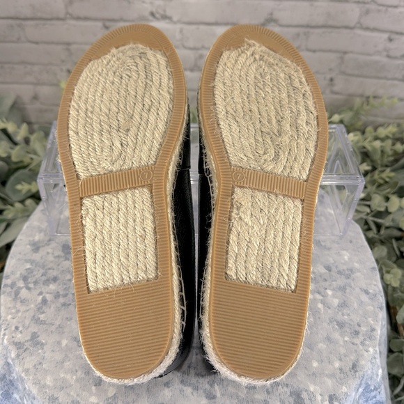 Brighton “Jett” Black Leather Silver Stud Espadrille Slip-on Flats WMS 7M🖤EUC - Picture 7 of 8